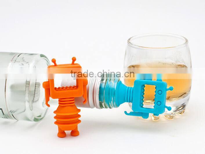 Robot Silicone Wine Stopper,Wine Saver,Reusable Bottle Cap