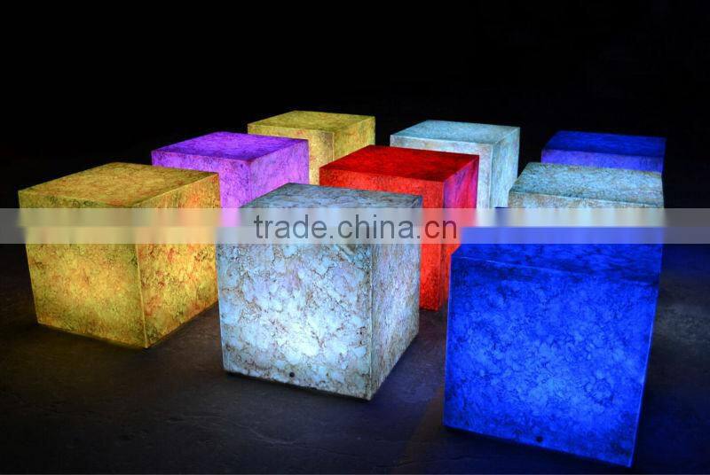 Colorful rgb LED glowing FRP led bar chair decoration modern outdoor led cube/ led cube chair/ glow cube