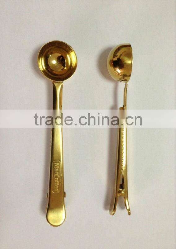 Stainless steel coffee spoon with clip set,coffee spoon