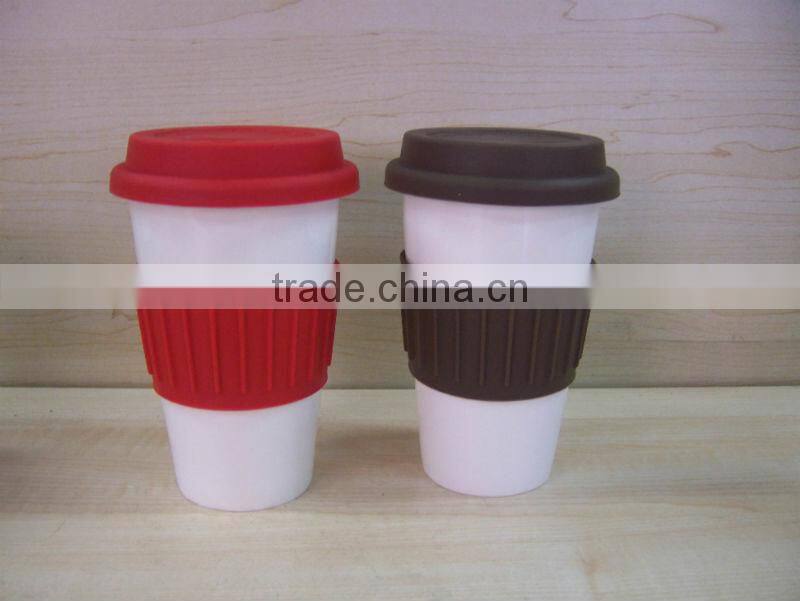 2014 New creative Cartoon porcelain cup silicone lid