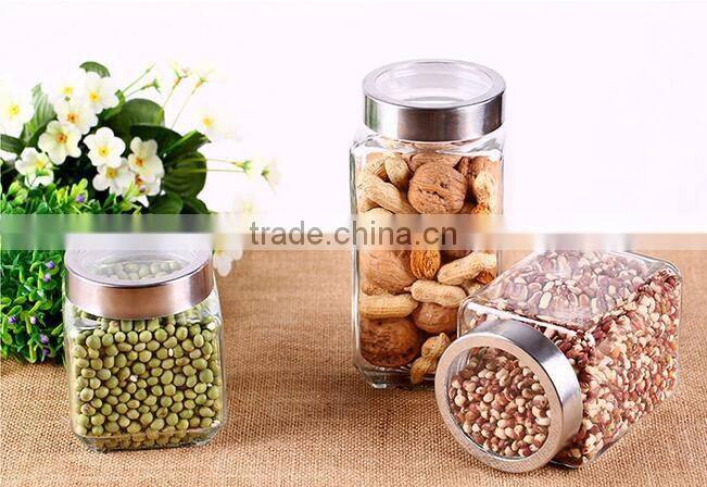 900ml Square candy glass jar square food glass jar square glass jar with lid