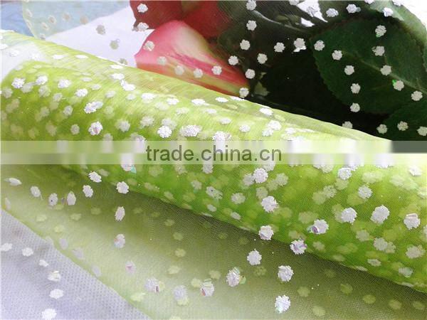 Glitter printed organza fabric