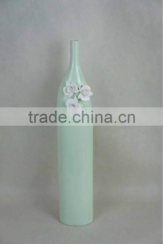 Ceramic flower vase with crystals from swarovski