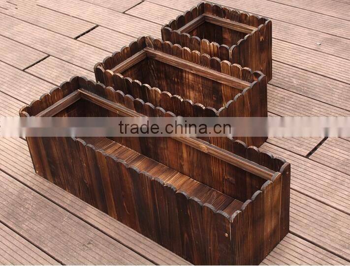 practical rectangular cedar wooden flower pots