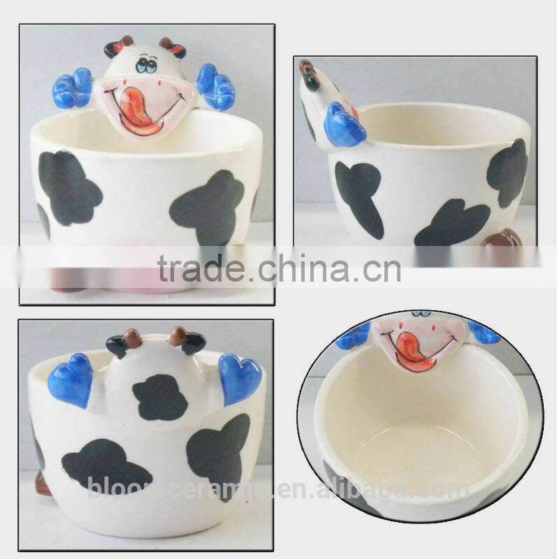 antique ceramic cow bowl without handles