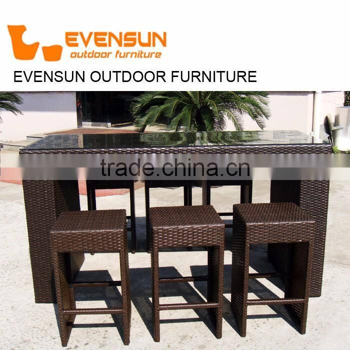 China EVENSUN manufacturer Outdoor furniture rattan wicker Garden bar stools