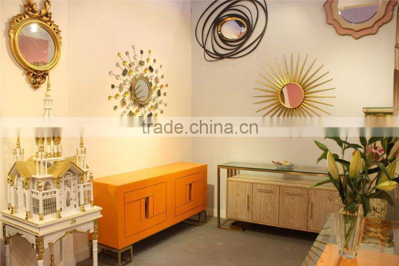 304 Polishing Electroplating Gold Stainless Steel Mirror Frame with Convex mirror Manufacturer Decorative Wall Mirror Wholesale