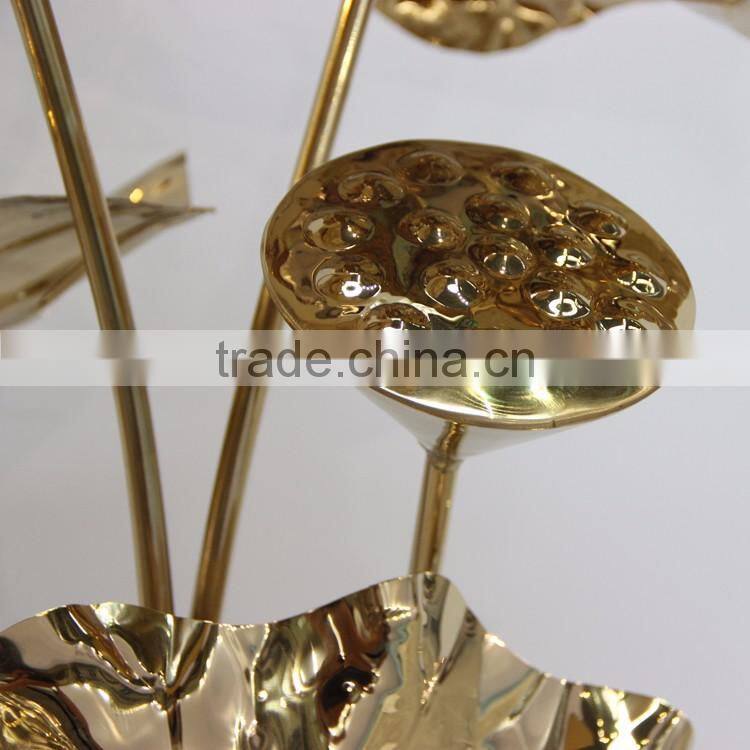 art deco decoration stainless steel lotus metal wall sculpture for sale