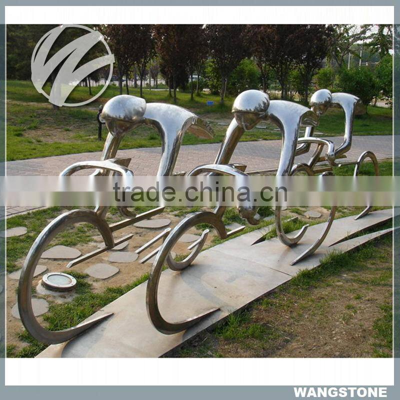 Stainless Steel Man Garden Bicycle Sculpture