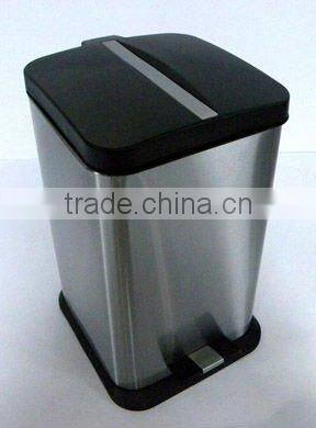stainless steel square foot pedal trash can with PP lid