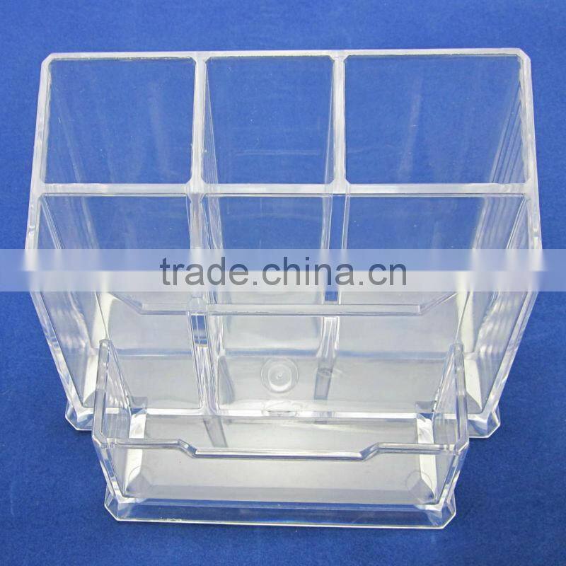 Deskstop transparen multifunction plastic pen holder