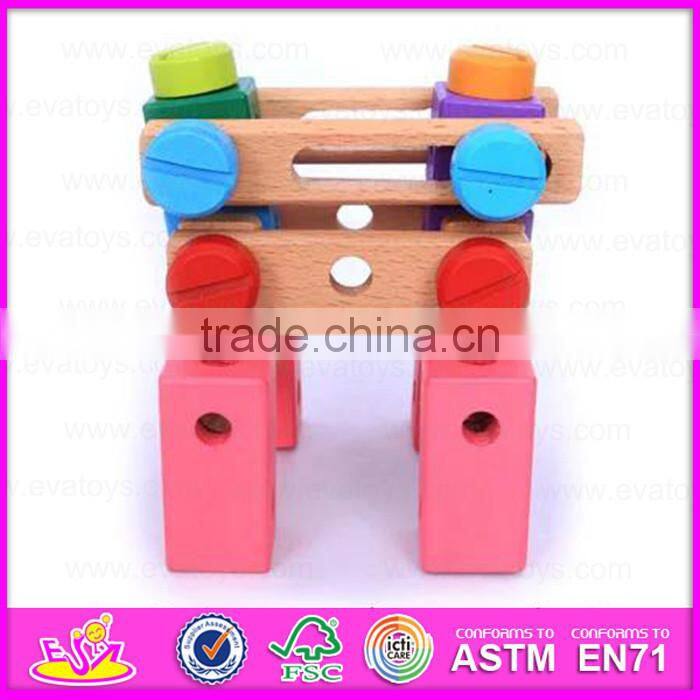 2016 most popular changable screw assemble toy, wooden screw assemble toy W03C013