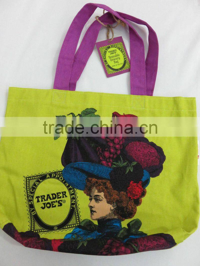 Fashion Colorful Cotton Canvas Tote shopping bags with handles