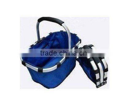 Collapsible foldable picnic tote basket, lightweight with solid strick with Aluminum Alloy Frame, Blue(CBS029)