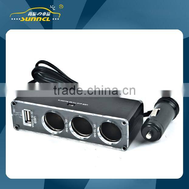 2 Way Car Cigarette Lighter Adapter Outlets with Double USB for iPhone , Tablet