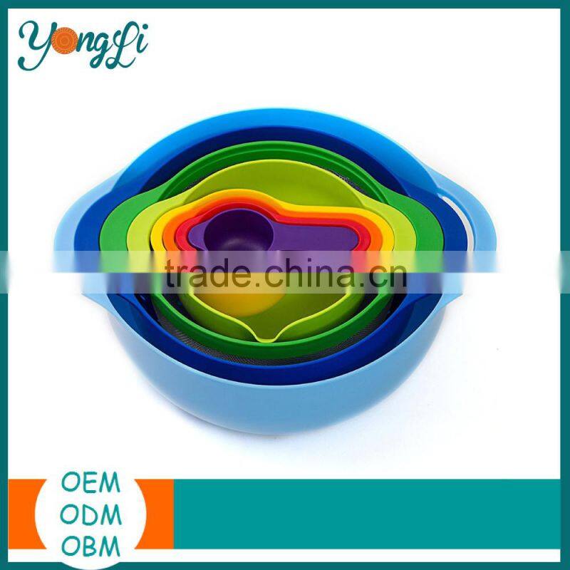 Colorful Stackable Bowls For Baking 8-Piece Measuring Mixing Bowl Set