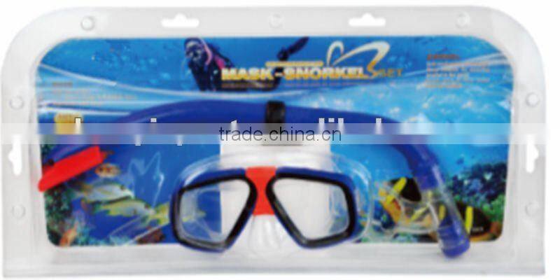 Adult blue scuba dive mask snorkel set, China cheap PVC diving snorkel product