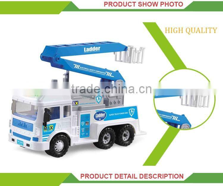 Cheap plastic aerial ladder friction toy diecast forklift truck model