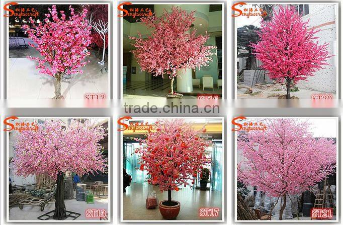 Artificial Indoor Cherry Blossom Tree Fake Wedding Wishing Blossom Tree Plastic Flower Trees And Plants Sale Peach Blossom