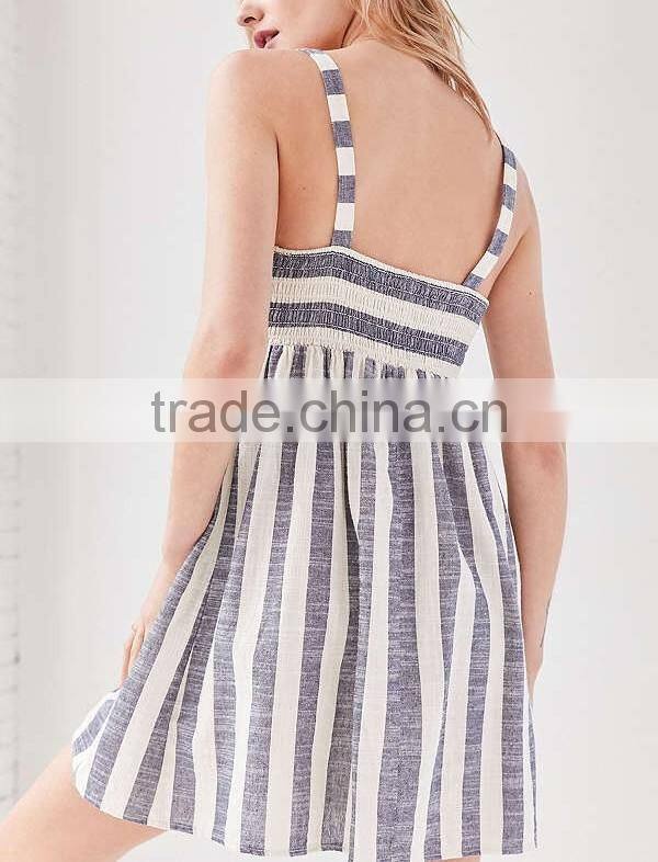 Latest Fashion Party Wear Tie Front Striped Mini Dress For Girls Names With Pictures HSd5081