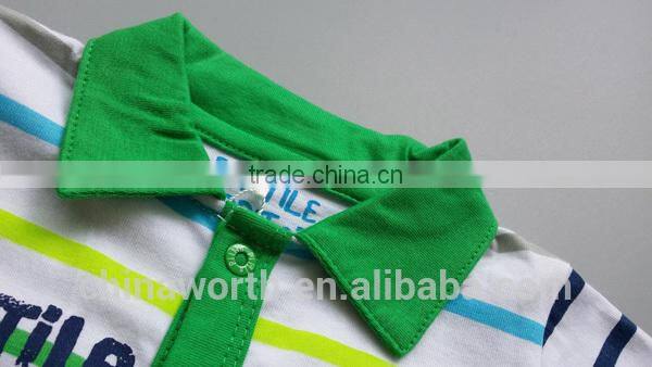 Newest Fashion Strip Coverall Polo Neck Baby Romper for Boys