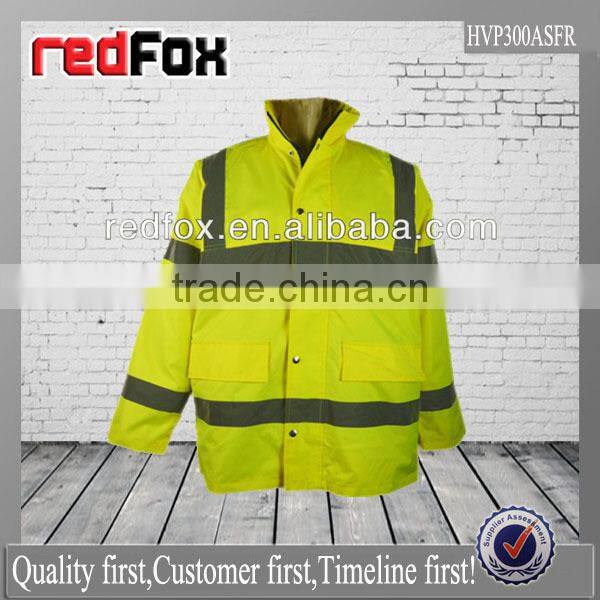 hi vis protective winter safety reflective parka with removable hood