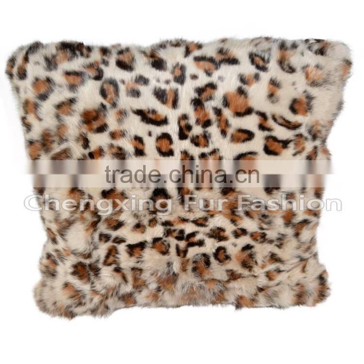 CX-D-93 Leopard Print Home Decoration Fashion Rabbit Fur Cushion Cover