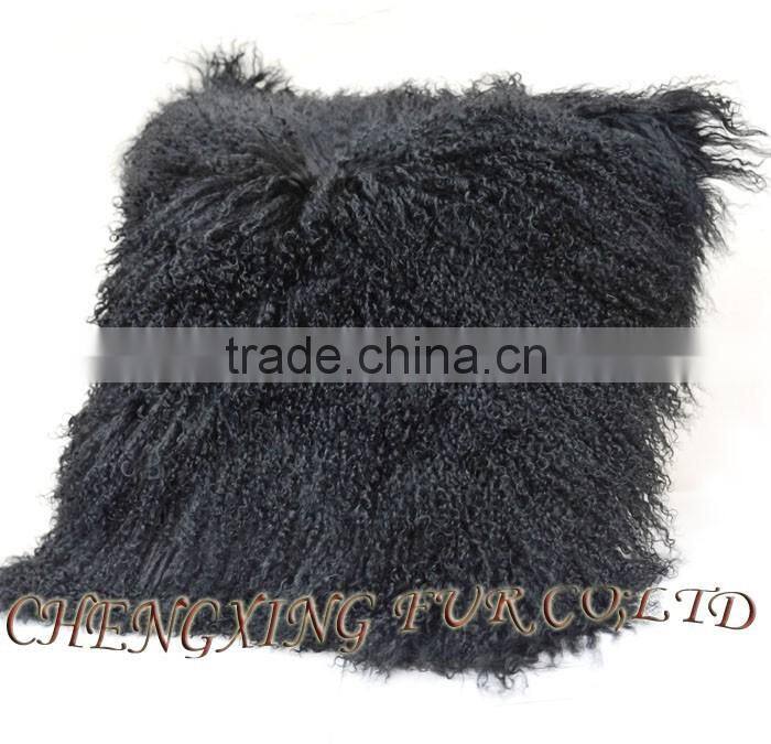 CX-D-01A High Quality Customed Size ColorfulTibetan Lamb Fur Pillow Cover