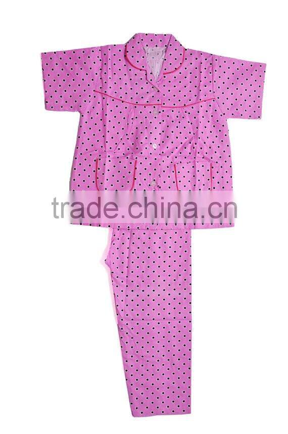 2017 Custom Made Pajamas Black Polka Dots Girls Pajamas Set