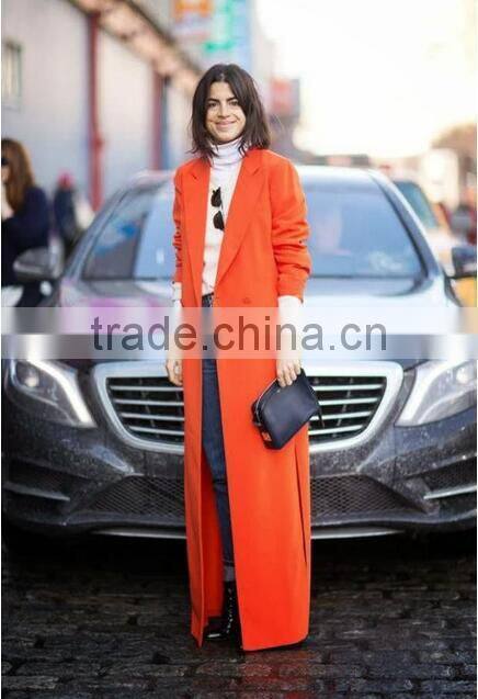 100% hand made fashion orange winter coats winter women coat