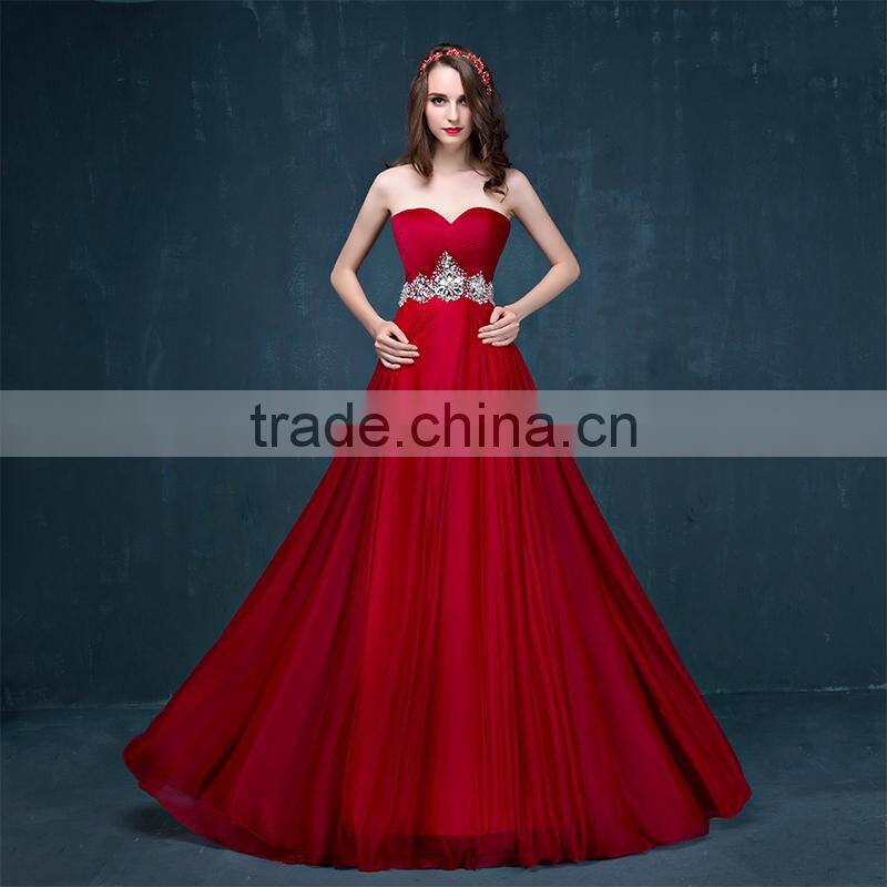 MGOO New Custom OEM Wine Red Handmade Wedding Dress Elegant Dinner Party Dress Top Design Prom Dress 2067