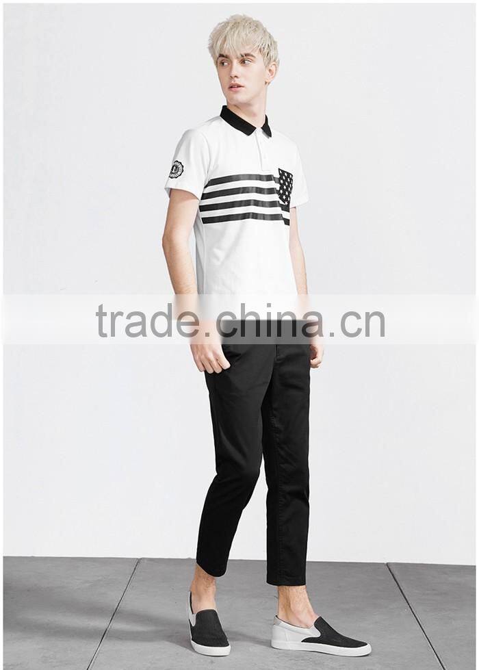Soft and comfort chest stripe men polo t-shirt