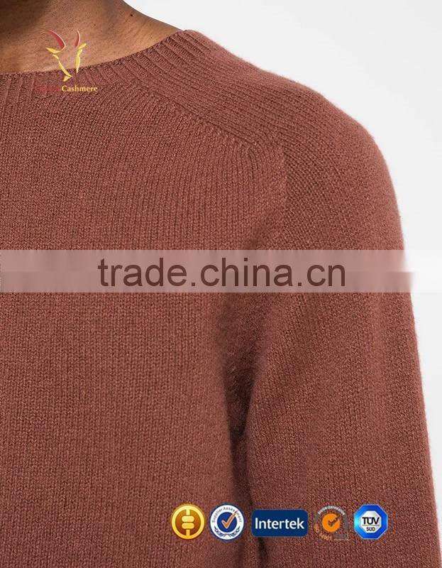 Brown Cashmere Knitted Jumper Men Sweater Knitwear