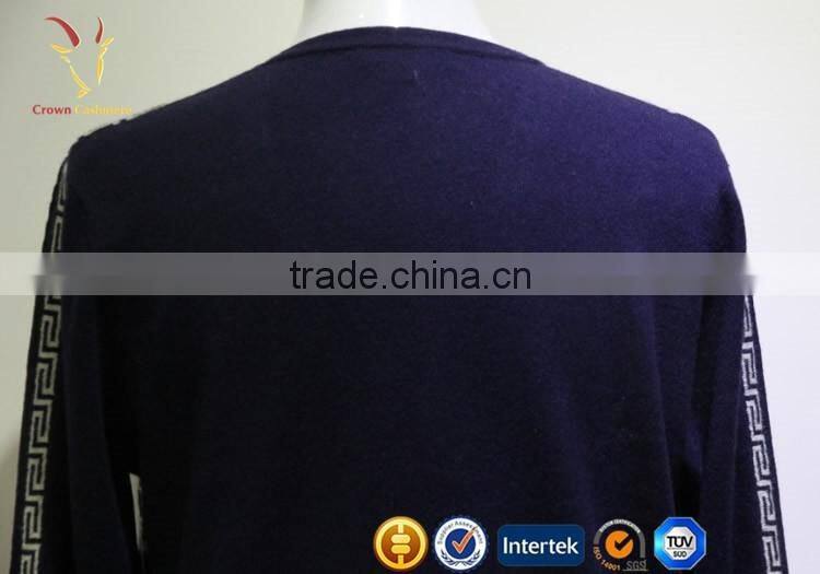 Mens Navy Blue V Neck Thick Intarsia Cardigan Sweaters