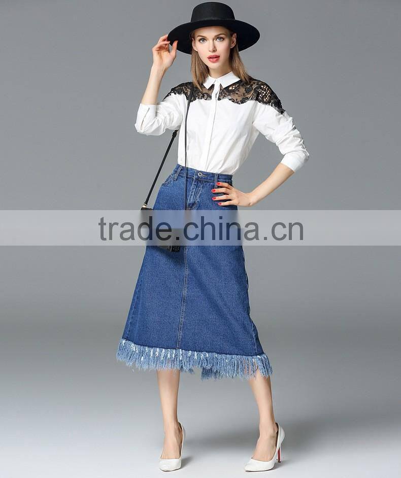 Superior Quality Soft long blue jean skirts for women