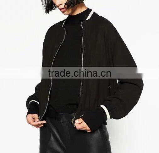 Runwaylover EY1030C Wholesale Fashion Women Solid Color Bomber Cropped 100% Nylon Embroidery Jacket