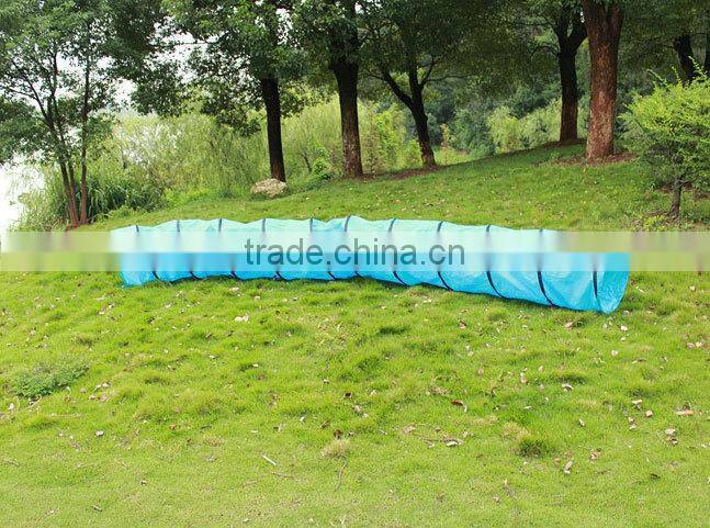 Long blue oxford cat tunnel with handing bag for pets traning toy