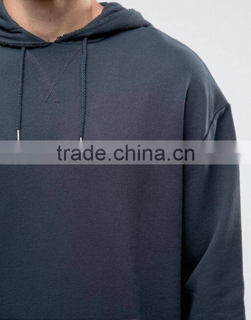Men's Oversized Longline Hoodie In Washed Black