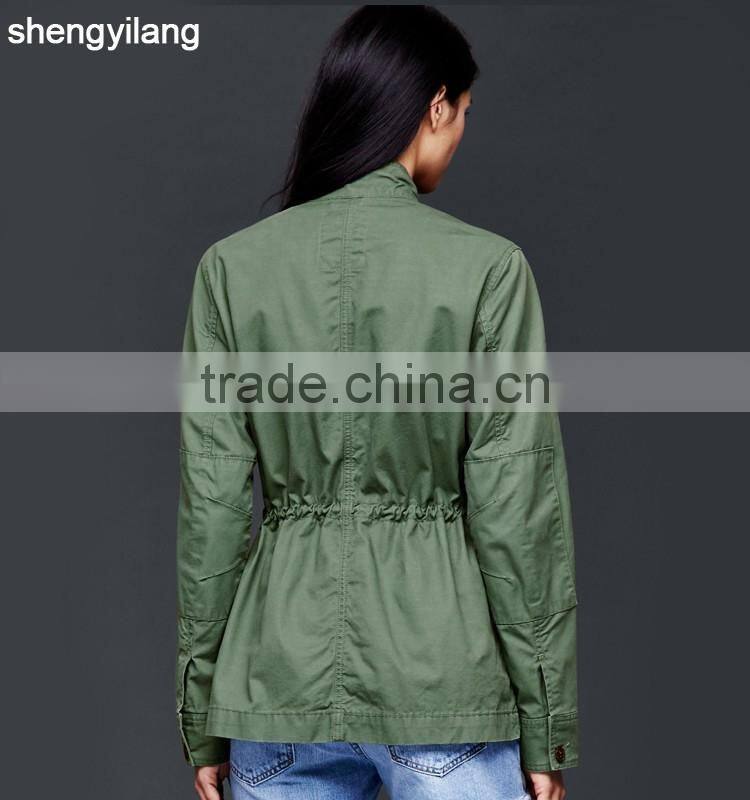 OEM/ODM women cotto baseball jacket green custom jacket guangzhou clothing manufacturer