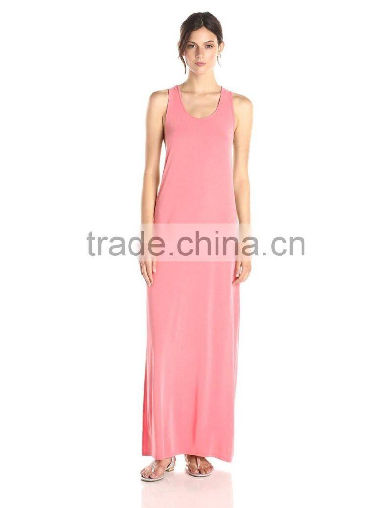 Women's Twisted Back Tank Cotton/Spandex Long Maxi Dress