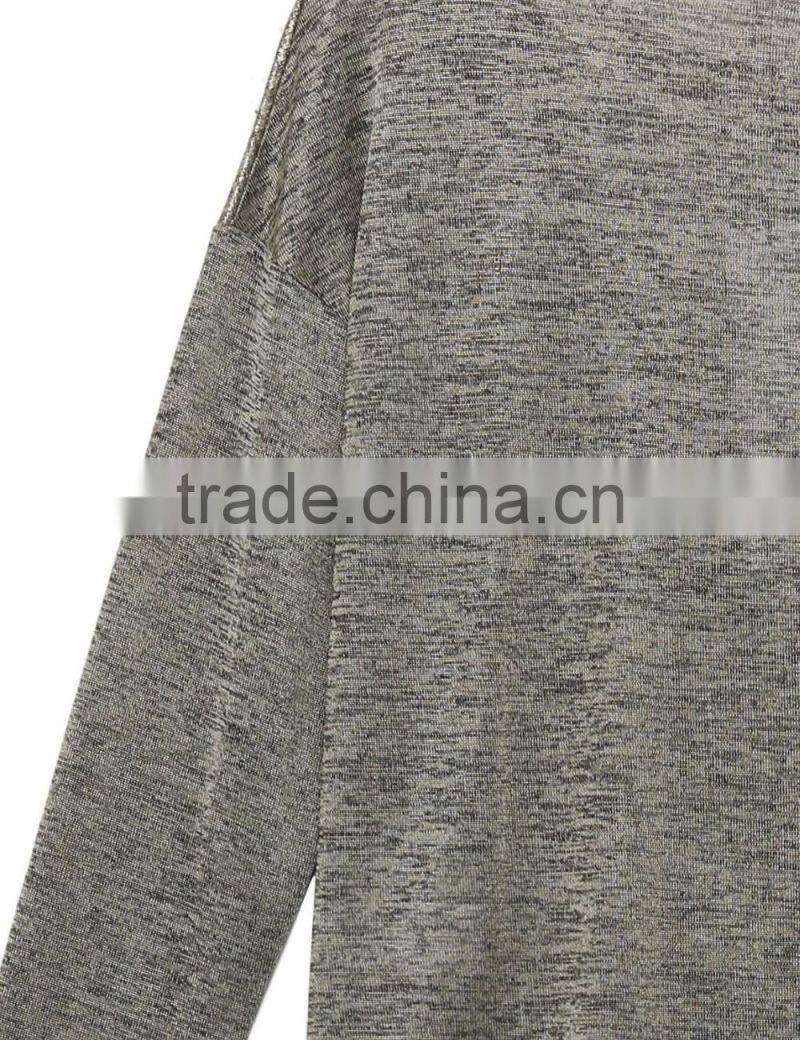 Ladies customized special fabric long sleeve short front long back Flashing soft t-shirt