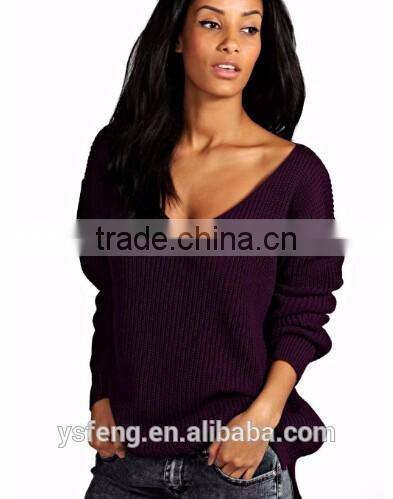Ladies Tops Latest V Neck Women Sweater Designs