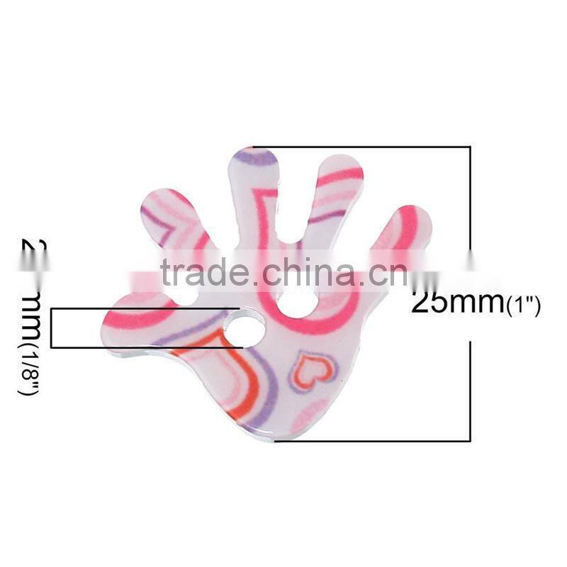 Custom 25mmx22mm Stripe Hand Two Holes Acrylic Button for Garments & Jewellry