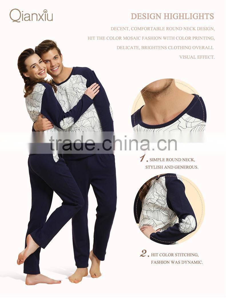 New Products Qianxiu Men Long Plain Fabric Cotton Popular Pajamas