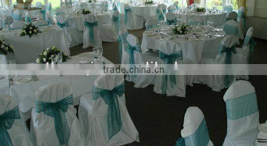 Polyester banquet chair cover with lamour satin sash