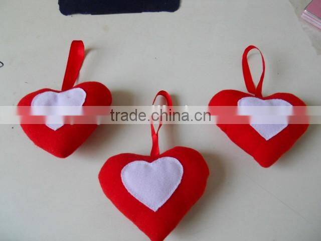 Promotional plush red heart keychain