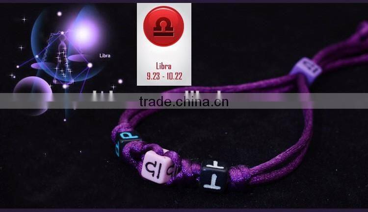 Latest Colorful Handmade Handicraft Braided Vintage 12 Zodiac Sign Charm Bracelet