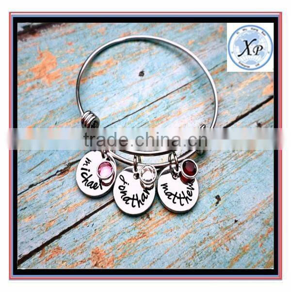 High quality custom shape Hand Stamped Mother's Bracelet in Bracelets & Bangles