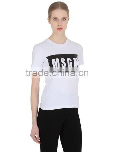 Custom Fashion White Printed T-Shirts Cotton/polyester Girls Fashion White Printed T-Shirts Short Sleeve Slim T Shirts for women