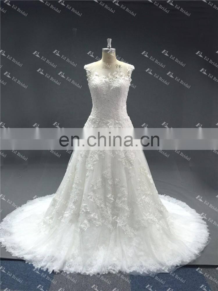 LN10 2016 Lastest Designs China Supplier Reliable Manufacture See Through Back Real Sample Picture Wedding Gown